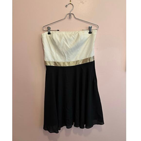 Express Y2K Strapless Colorblock Women's Mini Dress HOCO 10 - Picture 1 of 9